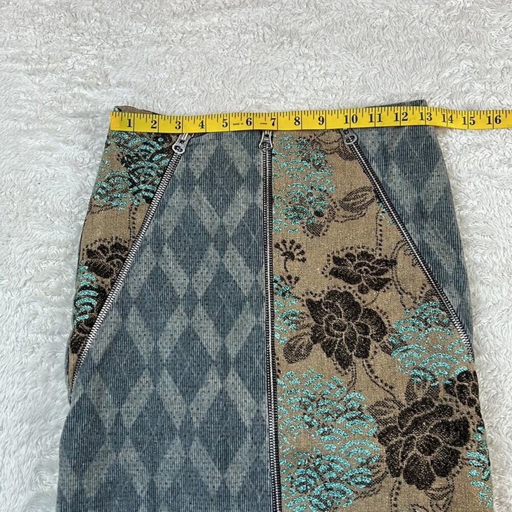 Y2K Custo Barcelona NWT 2006 slash NY zip and glitter pencil skirt, 34 or 0 - Picture 6 of 10